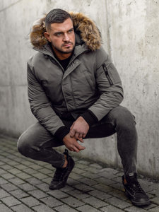 Bolf Herren Winterjacke Schwarzgrau  2019