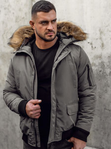 Bolf Herren Winterjacke Schwarzgrau  2019