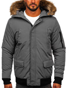 Bolf Herren Winterjacke Schwarzgrau  2019A