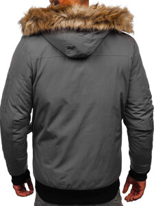 Bolf Herren Winterjacke Schwarzgrau  2019A