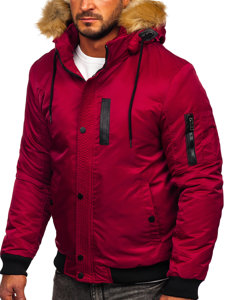 Bolf Herren Winterjacke Weinrot  2129