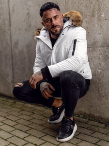 Bolf Herren Winterjacke Weiß  2019