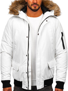 Bolf Herren Winterjacke Weiß  2019A