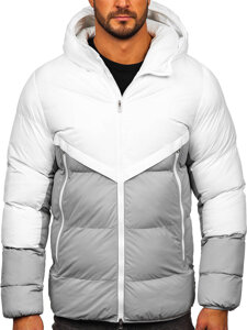 Bolf Herren Winterjacke Weiß-Grau  CS1006