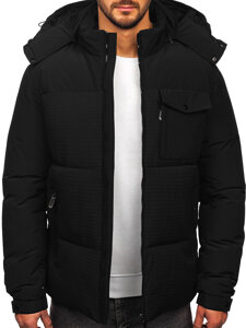 Bolf Herren Winterjacke mit Kapuze Schwarz 19M1292