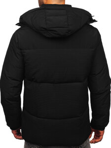 Bolf Herren Winterjacke mit Kapuze Schwarz 19M1292