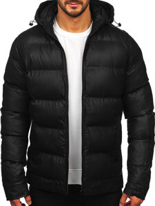 Bolf Herren Winterjacke mit Kapuze Schwarz  22M327