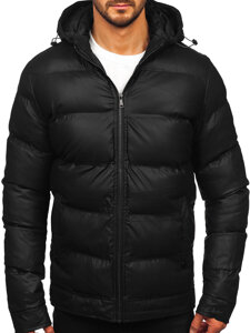 Bolf Herren Winterjacke mit Kapuze Schwarz  22M327