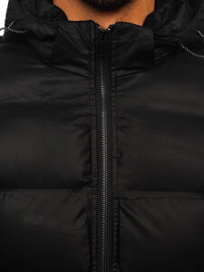 Bolf Herren Winterjacke mit Kapuze Schwarz  22M327