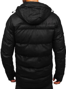 Bolf Herren Winterjacke mit Kapuze Schwarz  22M327