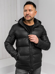 Bolf Herren Winterjacke mit Kapuze Schwarz22M327A1