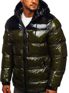 Bolf Herren Winterjacke mit Steppmuster Grün  6462