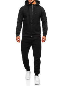 Bolf Herren Zweileiler Sport Set Trainingsanzug mit Kapuze Schwarz 3A150