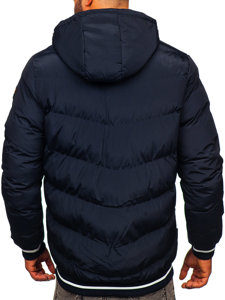 Bolf Herren Zweiseitige Gepolsterte Winterjacke Dunkelblau-Camel  7417