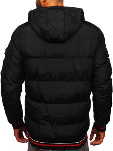 Bolf Herren Zweiseitige Gepolsterte Winterjacke Schwarz-Rot  7410