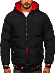 Bolf Herren Zweiseitige Gepolsterte Winterjacke Schwarz-Rot  7410