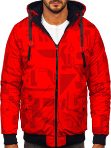 Bolf Herren Zweiseitige Winterjacke Dunkelblau-Rot  SM23-506