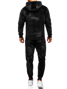 Bolf Herren Zweiteiler Sport Set mit Kapuze Velours Schwarz  3A82-A