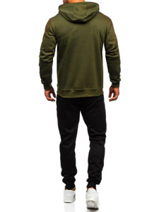 Bolf Herren Zweiteiler Trainingsanzug mit Kapuzenpullover Olivengrün  D004