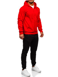 Bolf Herren Zweiteiler Trainingsanzug mit Kapuzenpullover Rot  D004