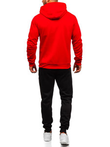 Bolf Herren Zweiteiler Trainingsanzug mit Kapuzenpullover Rot  D004