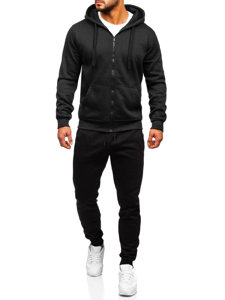 Bolf Herren Zweiteiler Trainingsanzug mit Kapuzenpullover Schwarz  D004