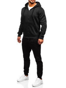 Bolf Herren Zweiteiler Trainingsanzug mit Kapuzenpullover Schwarz  D004