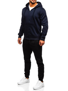 Bolf Herren Zweiteiler Trainingsanzug mit Kapuzenpullover Tintenblau  D004