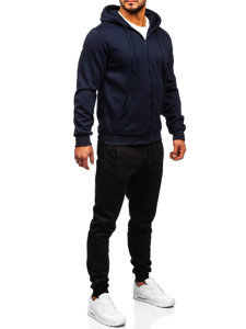 Bolf Herren Zweiteiler Trainingsanzug mit Kapuzenpullover Tintenblau  D004