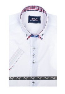 Bolf Herrenhemd Elegant Kurzarm Weiß 3507