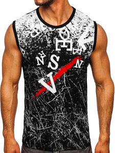 Bolf Tank Top mit Motiv Schwarz  14826