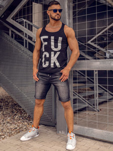 Bolf Tank Top mit Motiv Schwarz 14830A