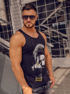 Bolf Tank Top mit Motiv Schwarz 14842A