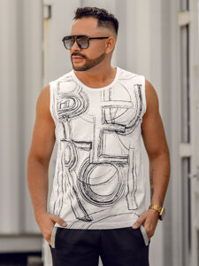 Bolf Tank Top mit Motiv Weiß  14818